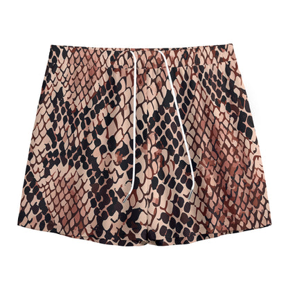 Watercolor Snakeskin Print Mesh Shorts