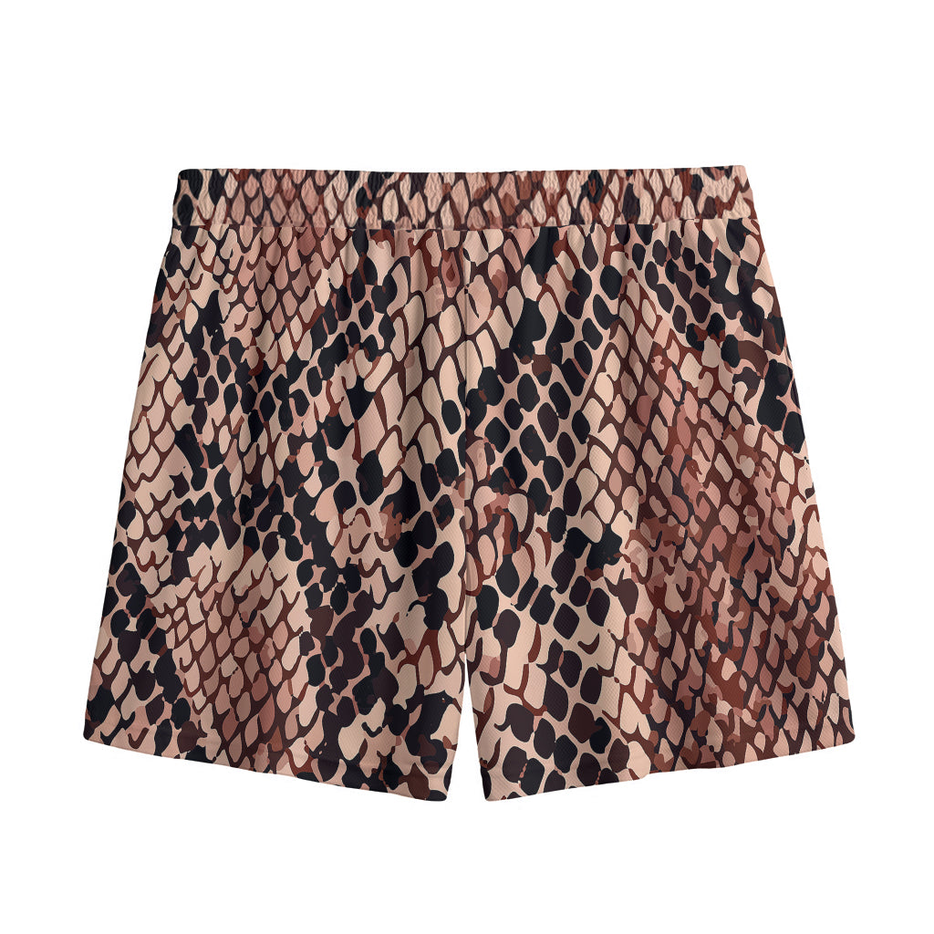 Watercolor Snakeskin Print Mesh Shorts