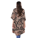 Watercolor Snakeskin Print Open Front Beach Cover Up