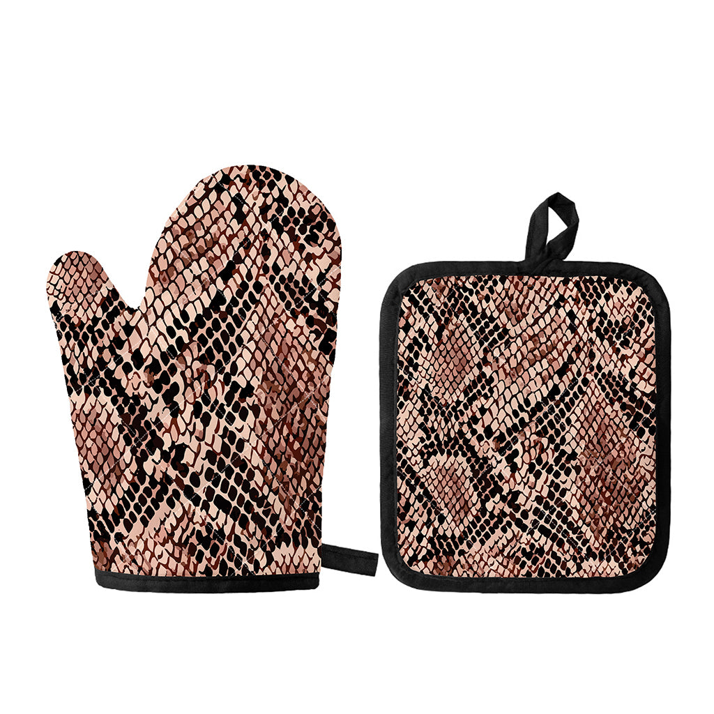 Watercolor Snakeskin Print Oven Mitt And Pot Holder Set