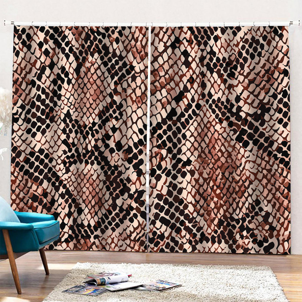 Watercolor Snakeskin Print Pencil Pleat Curtains
