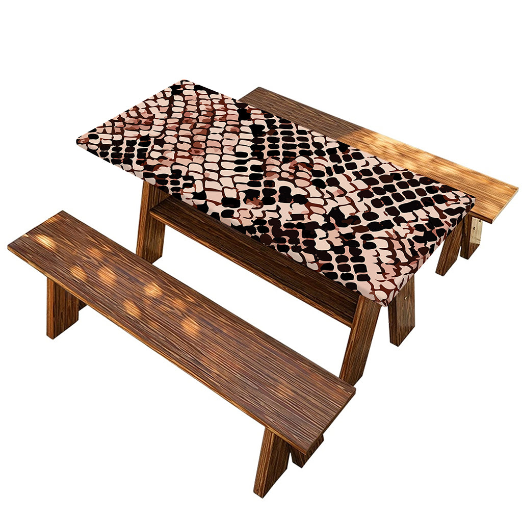 Watercolor Snakeskin Print Picnic Table Cover