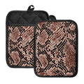 Watercolor Snakeskin Print Pot Holders With Pocket