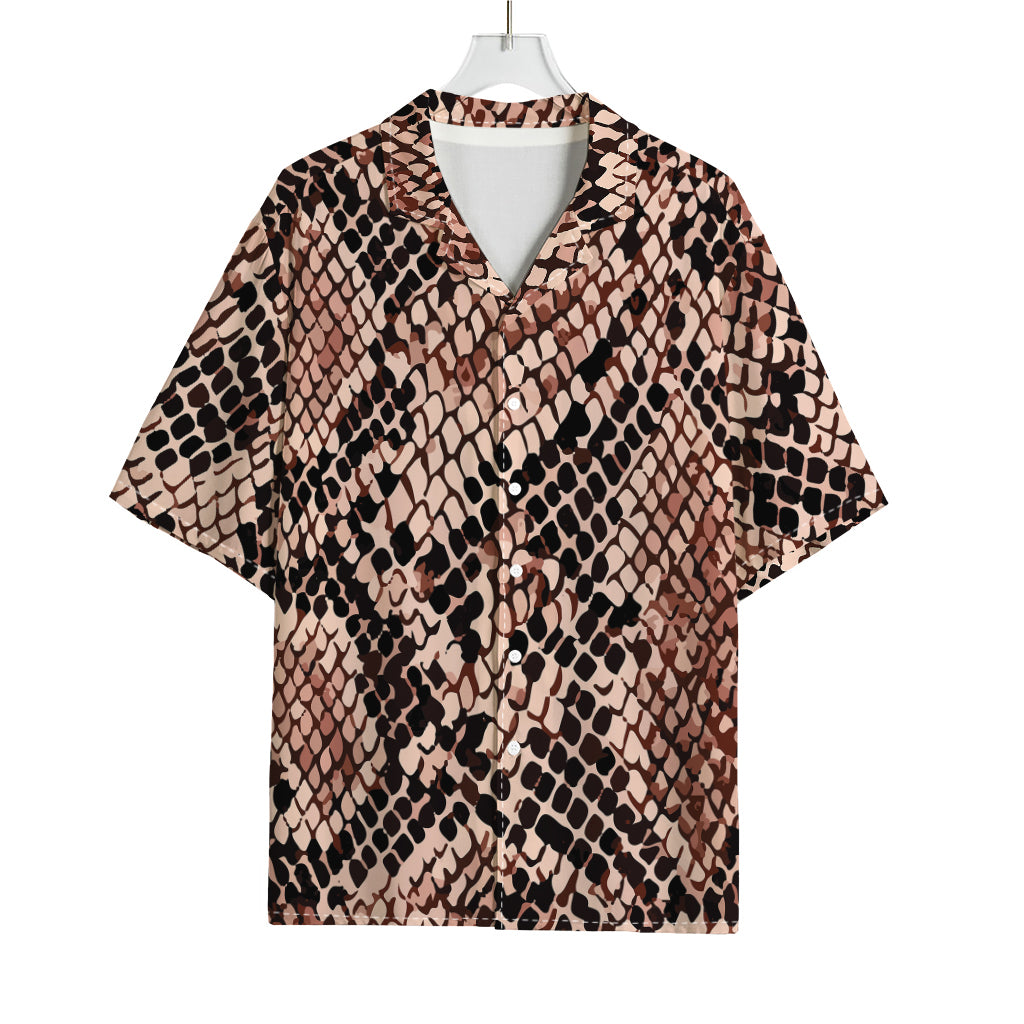 Watercolor Snakeskin Print Rayon Hawaiian Shirt