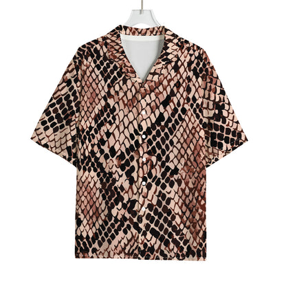 Watercolor Snakeskin Print Rayon Hawaiian Shirt