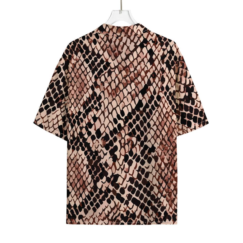 Watercolor Snakeskin Print Rayon Hawaiian Shirt