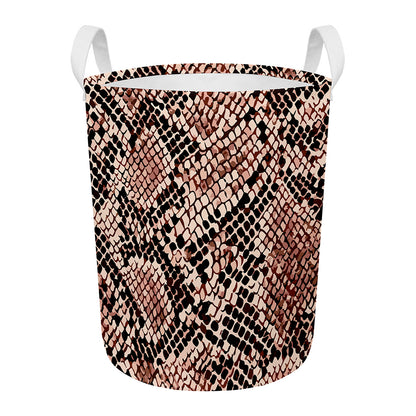 Watercolor Snakeskin Print Round Laundry Basket