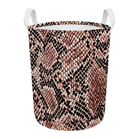 Watercolor Snakeskin Print Round Laundry Basket