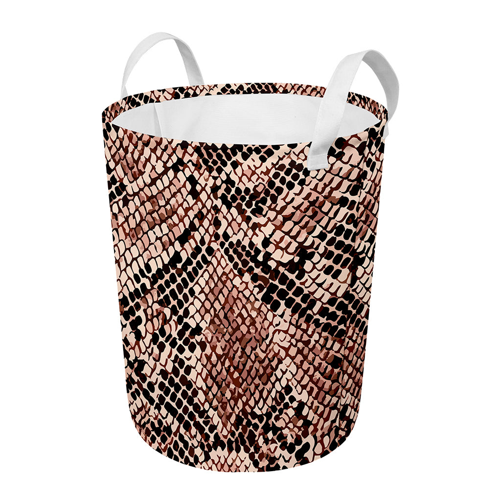 Watercolor Snakeskin Print Round Laundry Basket