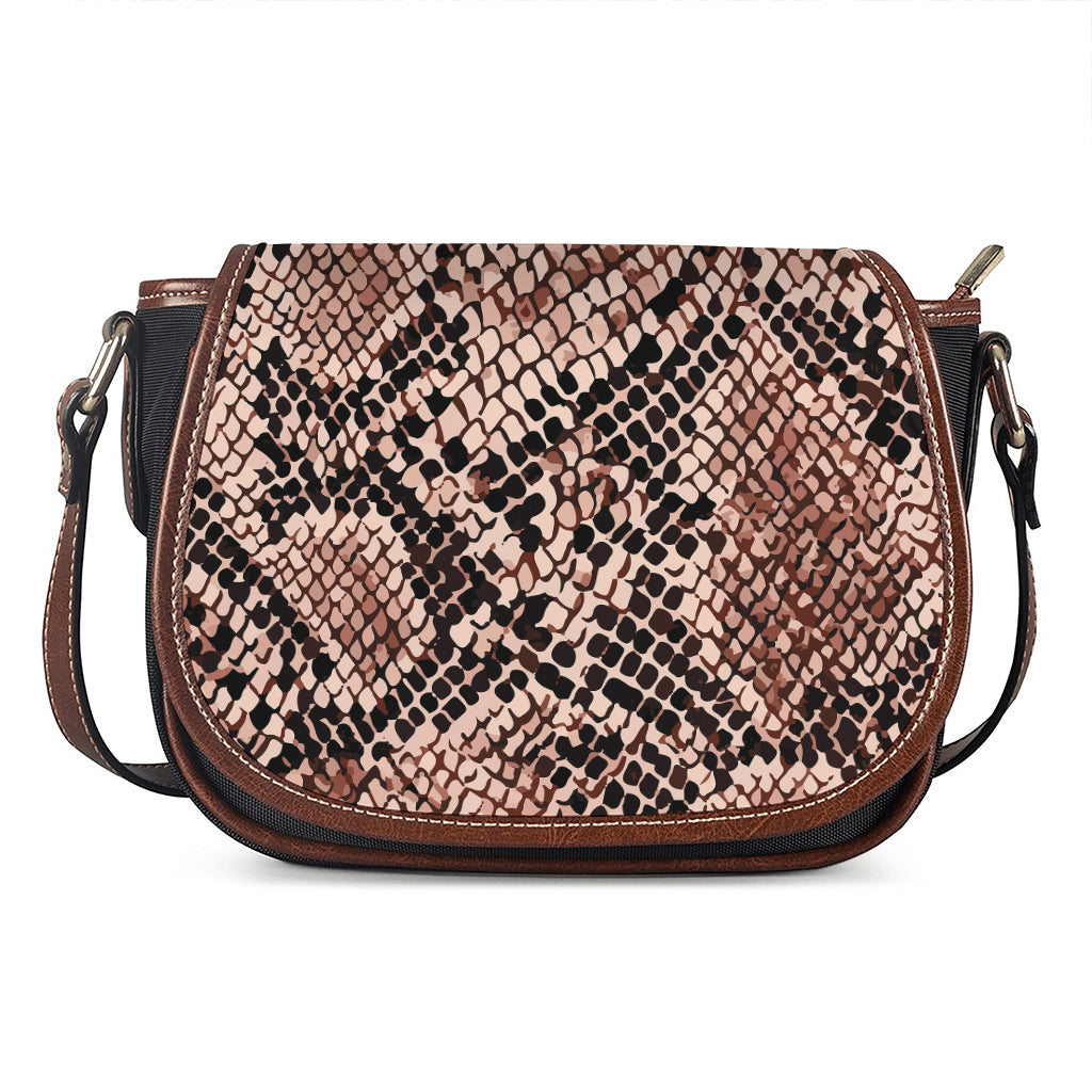 Watercolor Snakeskin Print Saddle Bag