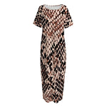 Watercolor Snakeskin Print Short Sleeve Long Nightdress