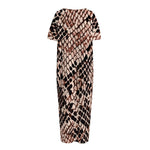 Watercolor Snakeskin Print Short Sleeve Long Nightdress