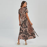 Watercolor Snakeskin Print Short Sleeve Maxi Dress