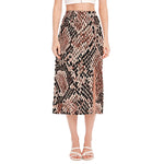 Watercolor Snakeskin Print Side Slit Midi Skirt