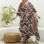Watercolor Snakeskin Print Silk V-Neck Kaftan Dress