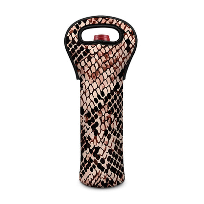 Watercolor Snakeskin Print Single Neoprene Wine Tote
