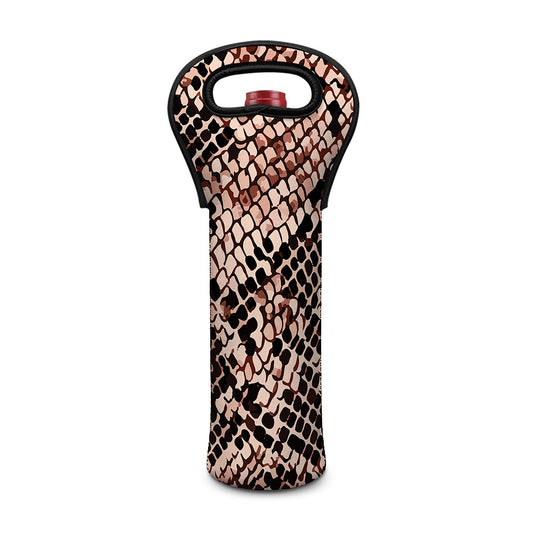 Watercolor Snakeskin Print Single Neoprene Wine Tote