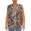 Watercolor Snakeskin Print Sleeveless Baseball Jersey