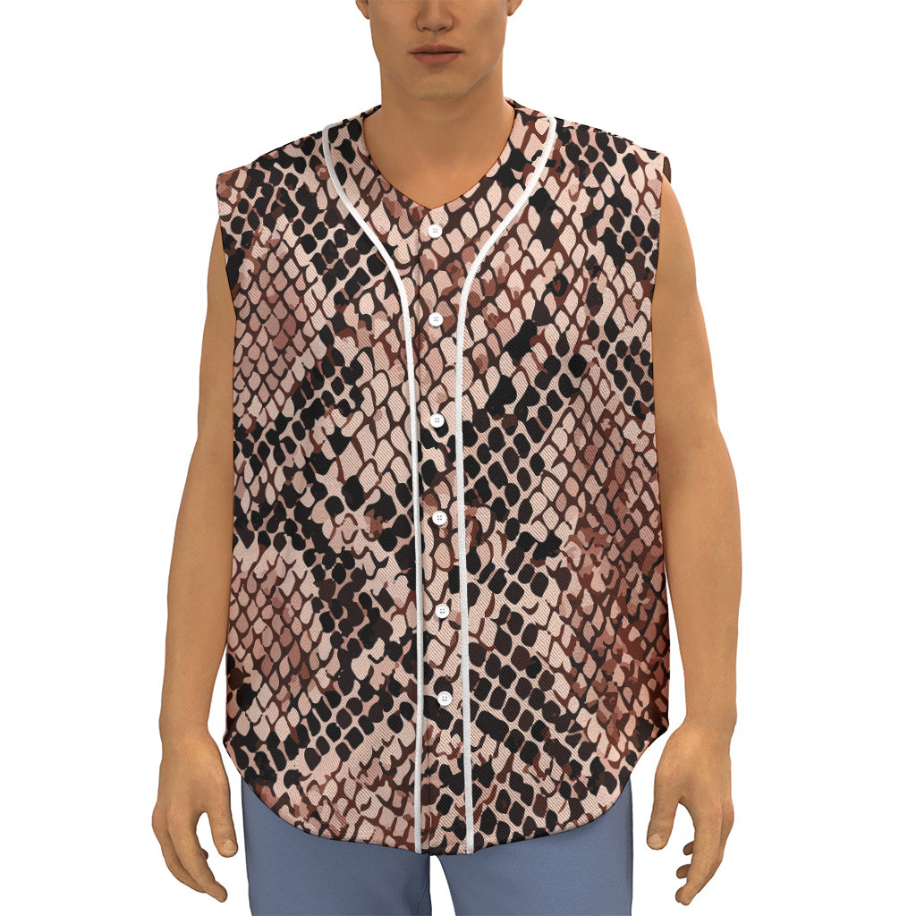 Watercolor Snakeskin Print Sleeveless Baseball Jersey