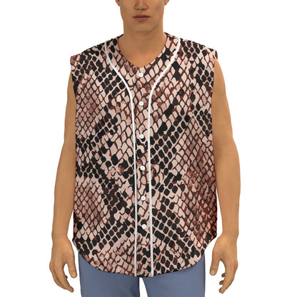 Watercolor Snakeskin Print Sleeveless Baseball Jersey