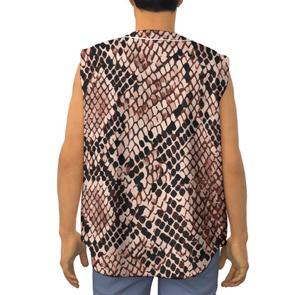 Watercolor Snakeskin Print Sleeveless Baseball Jersey
