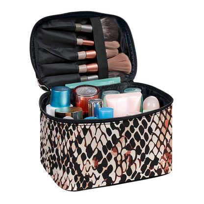 Watercolor Snakeskin Print Travel Makeup Bag