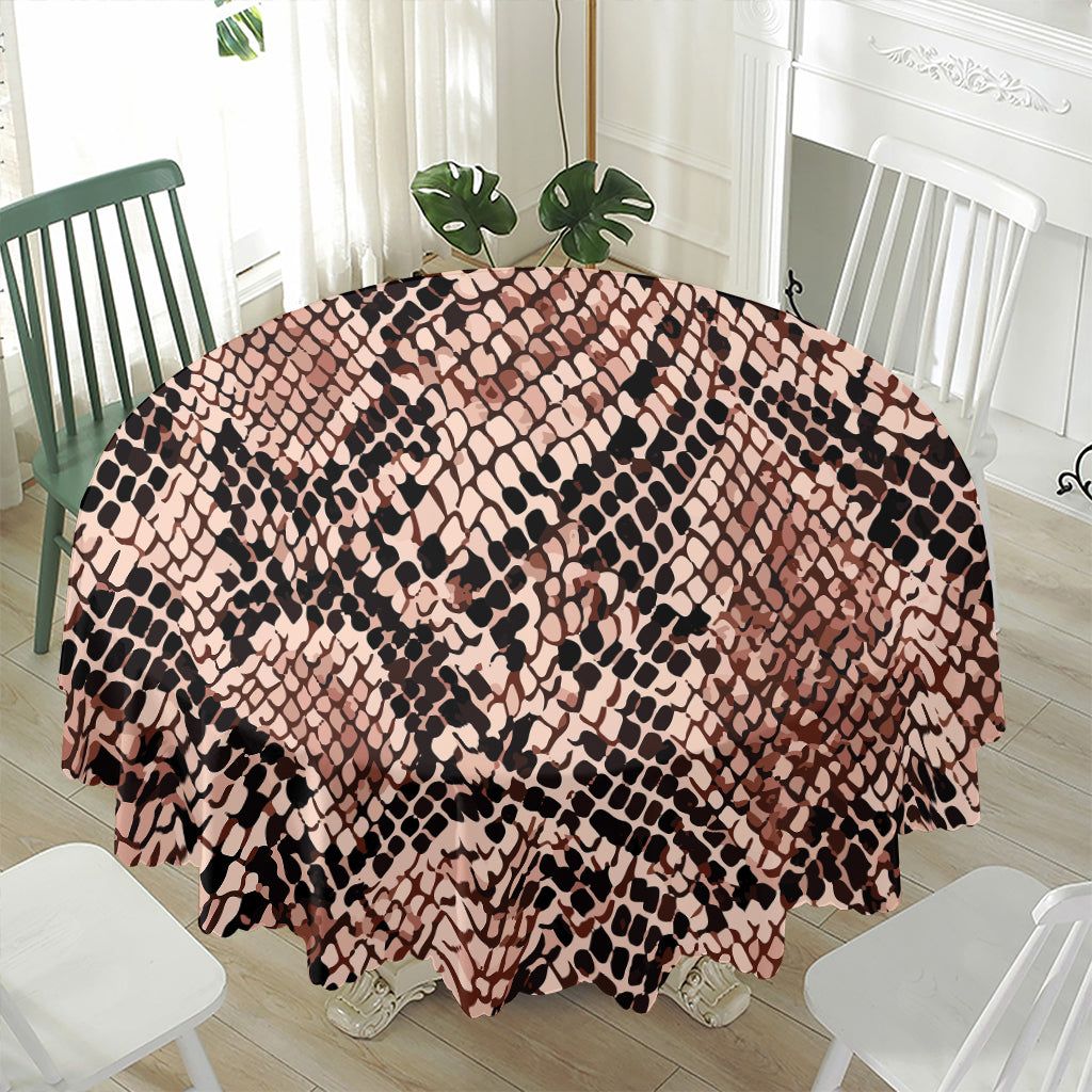 Watercolor Snakeskin Print Waterproof Round Tablecloth