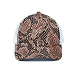 Watercolor Snakeskin Print White Mesh Trucker Cap