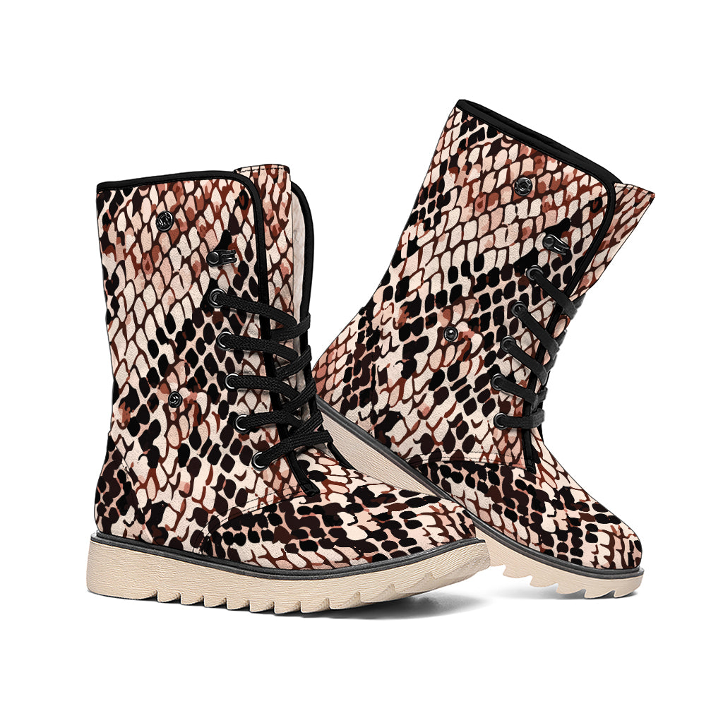 Watercolor Snakeskin Print Winter Boots