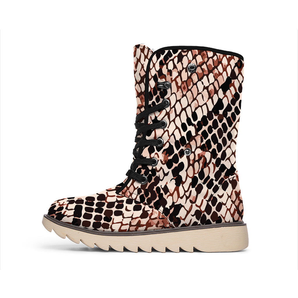 Watercolor Snakeskin Print Winter Boots