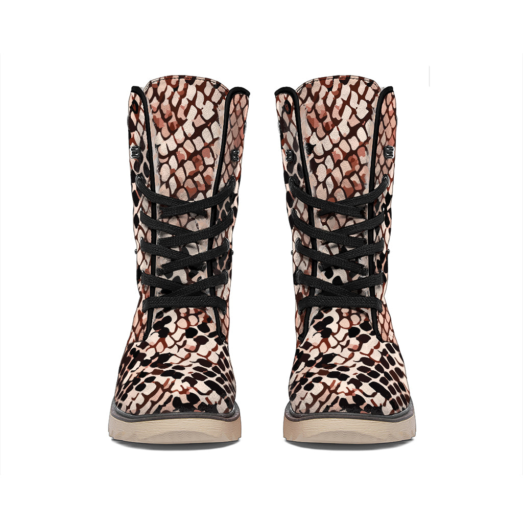 Watercolor Snakeskin Print Winter Boots