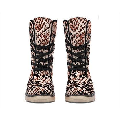 Watercolor Snakeskin Print Winter Boots