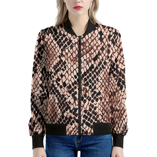 Watercolor Snakeskin Print Women's Bomber Jacket