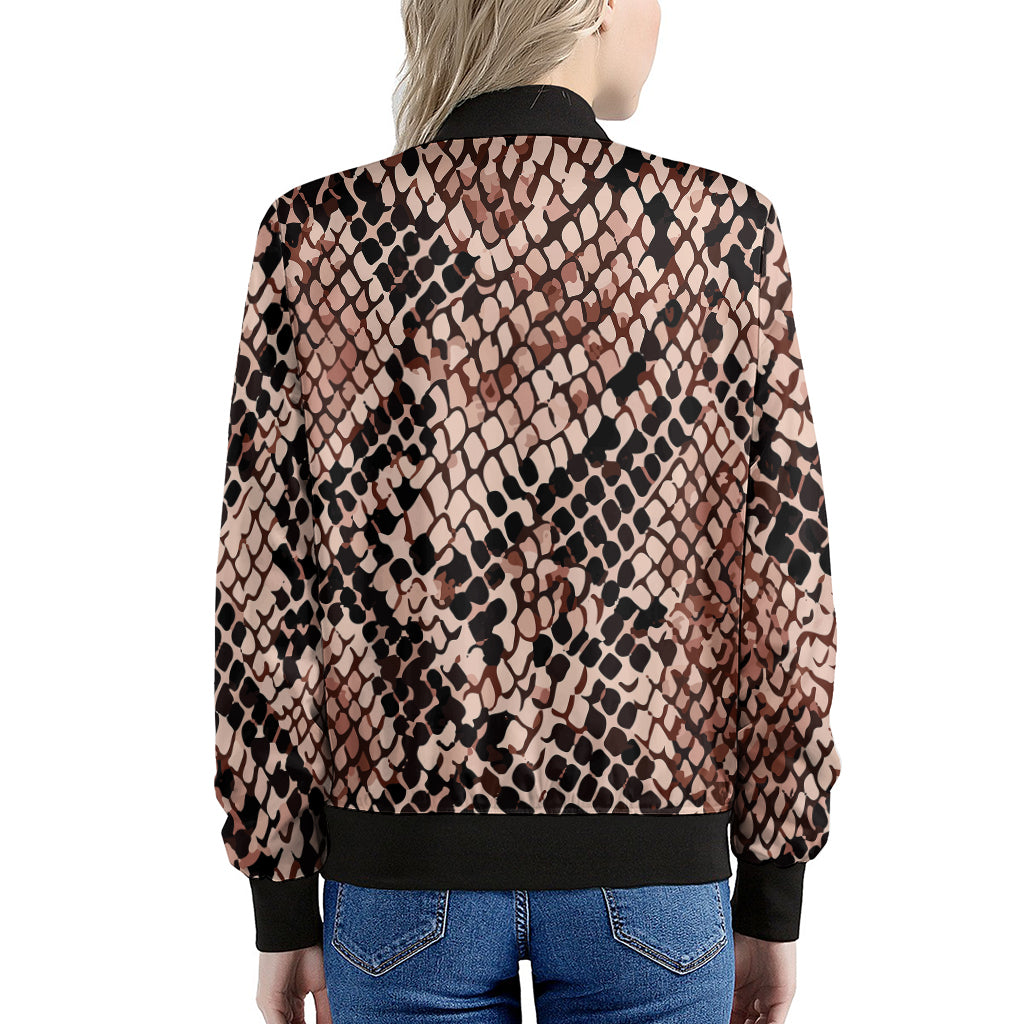 Watercolor Snakeskin Print Women's Bomber Jacket