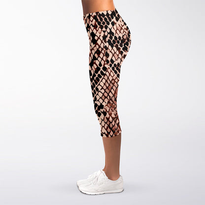 Watercolor Snakeskin Print Women's Capri Leggings