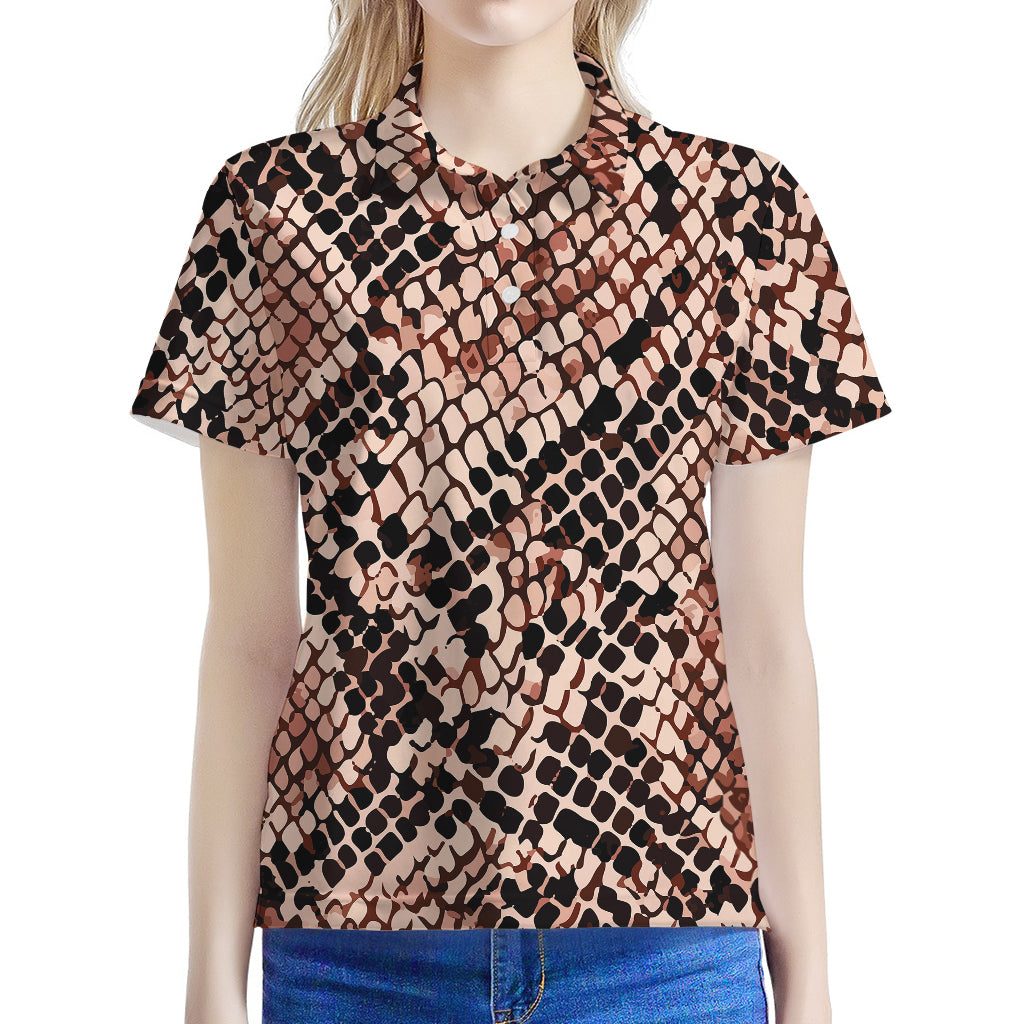 Watercolor Snakeskin Print Women's Polo Shirt