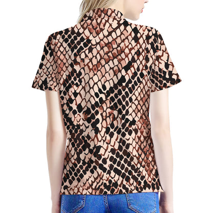 Watercolor Snakeskin Print Women's Polo Shirt