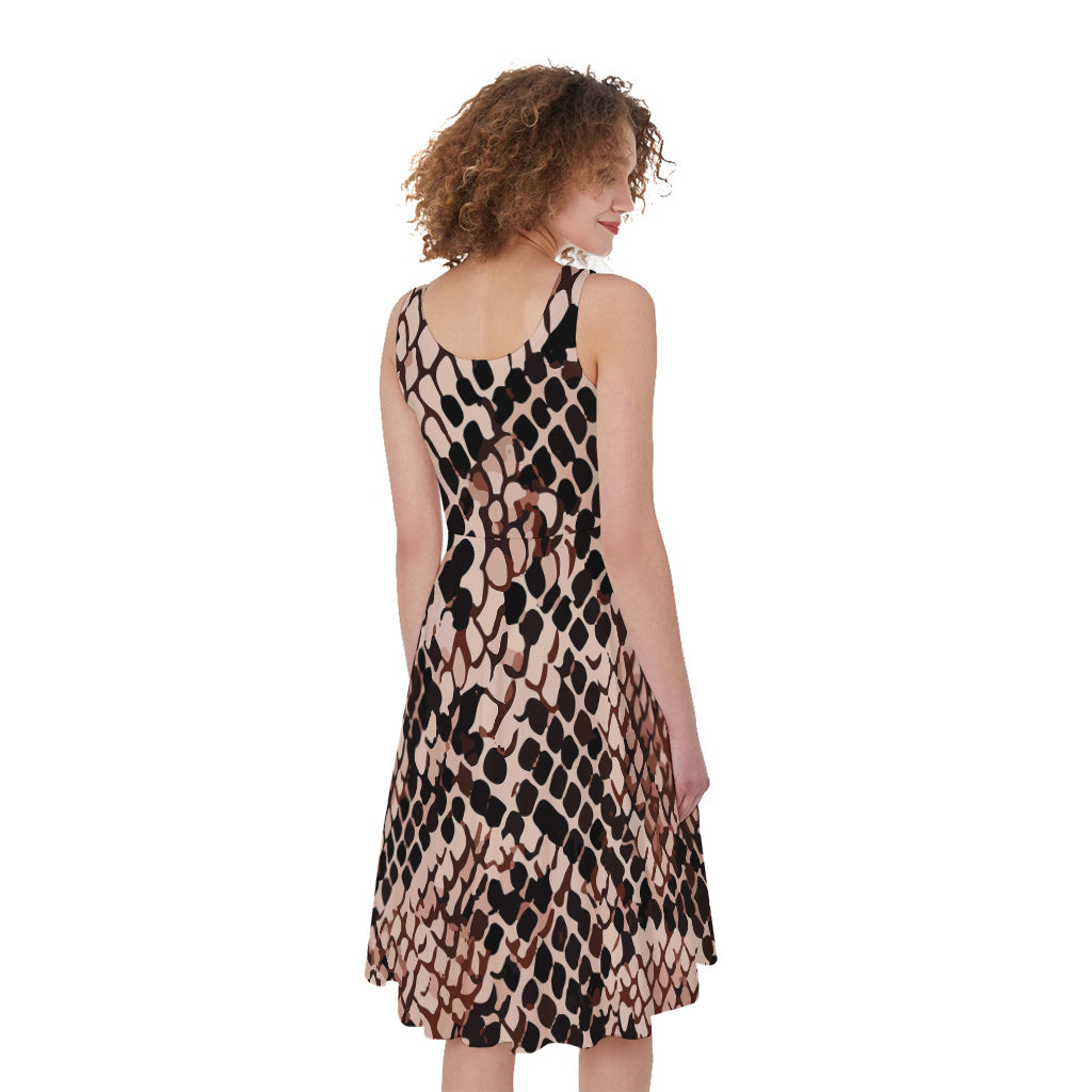 Watercolor Snakeskin Print Women's Sleeveless Dress