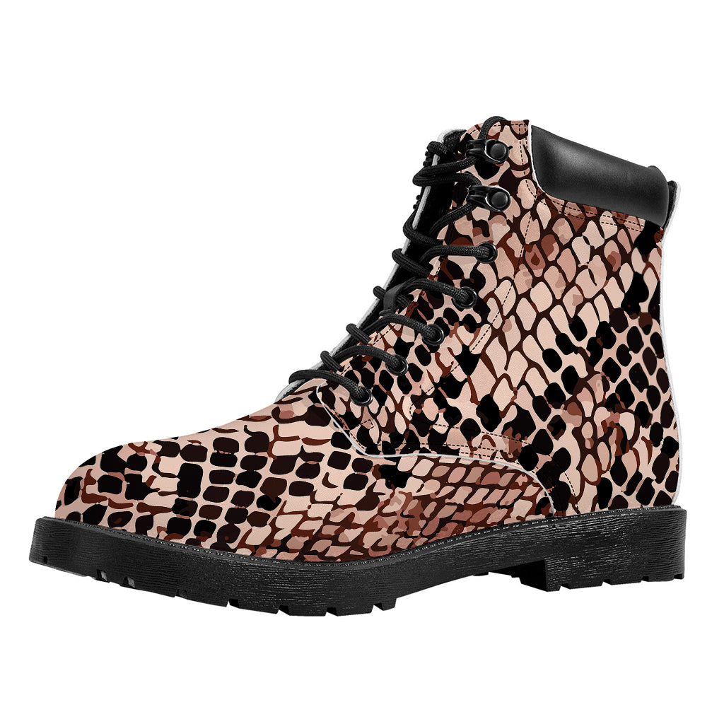 Watercolor Snakeskin Print Work Boots