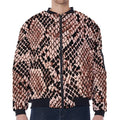 Watercolor Snakeskin Print Zip Sleeve Bomber Jacket