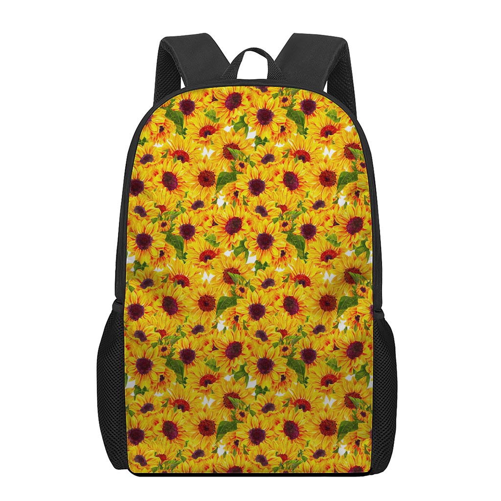 Watercolor Sunflower Pattern Print 17 Inch Backpack