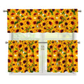Watercolor Sunflower Pattern Print 3 Piece Kitchen Curtains