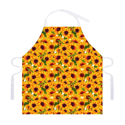 Watercolor Sunflower Pattern Print Adjustable Apron