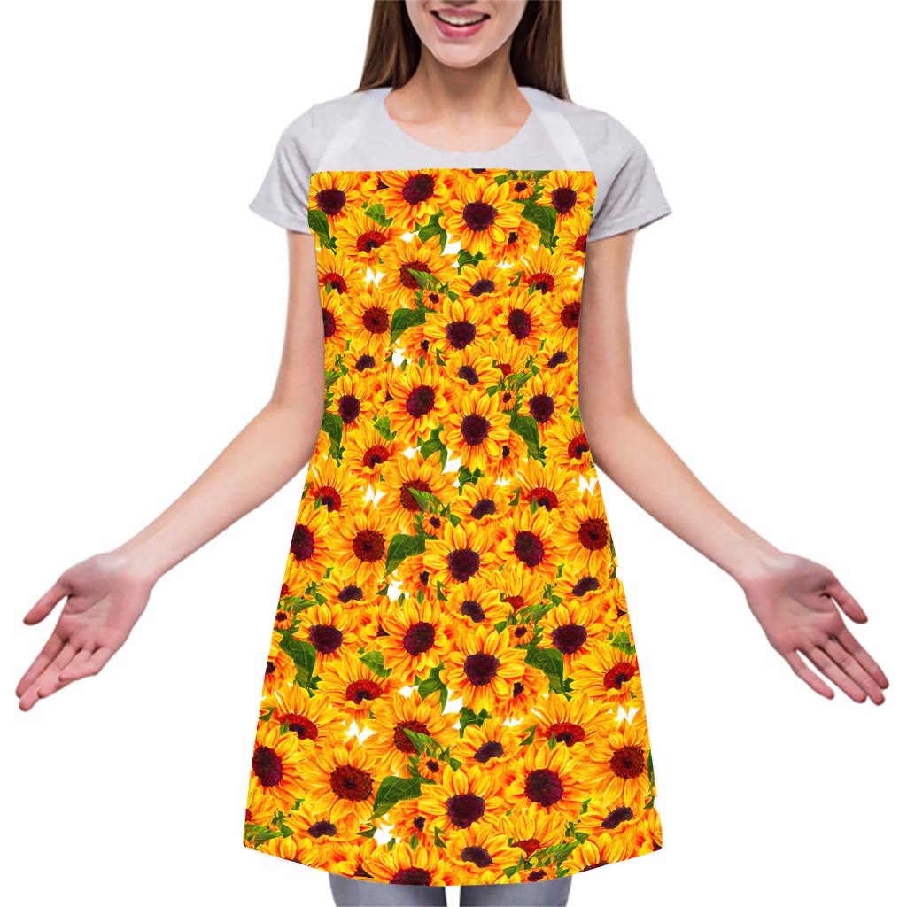 Watercolor Sunflower Pattern Print Adjustable Apron