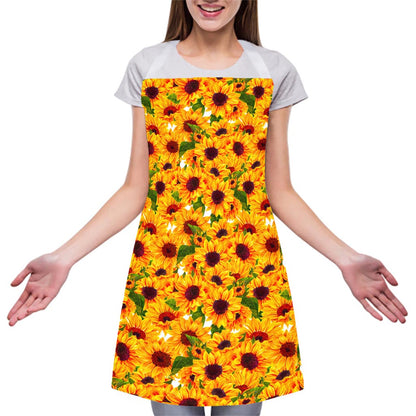 Watercolor Sunflower Pattern Print Adjustable Apron