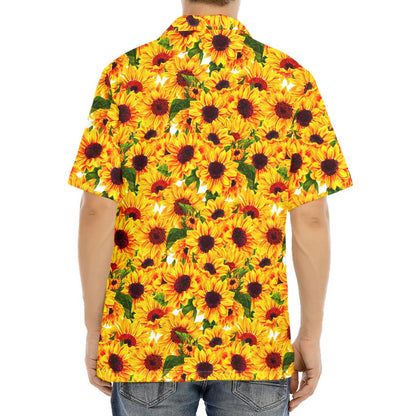 Watercolor Sunflower Pattern Print Aloha Shirt