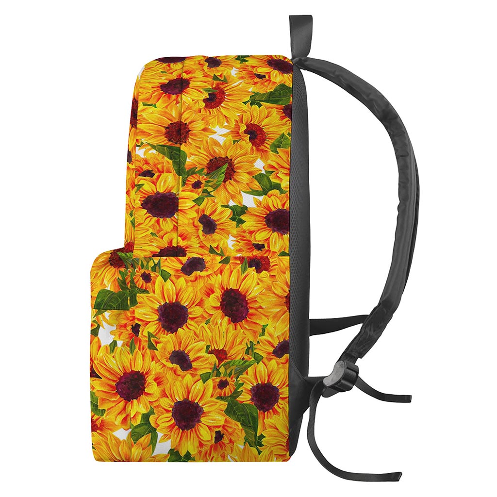 Watercolor Sunflower Pattern Print Backpack