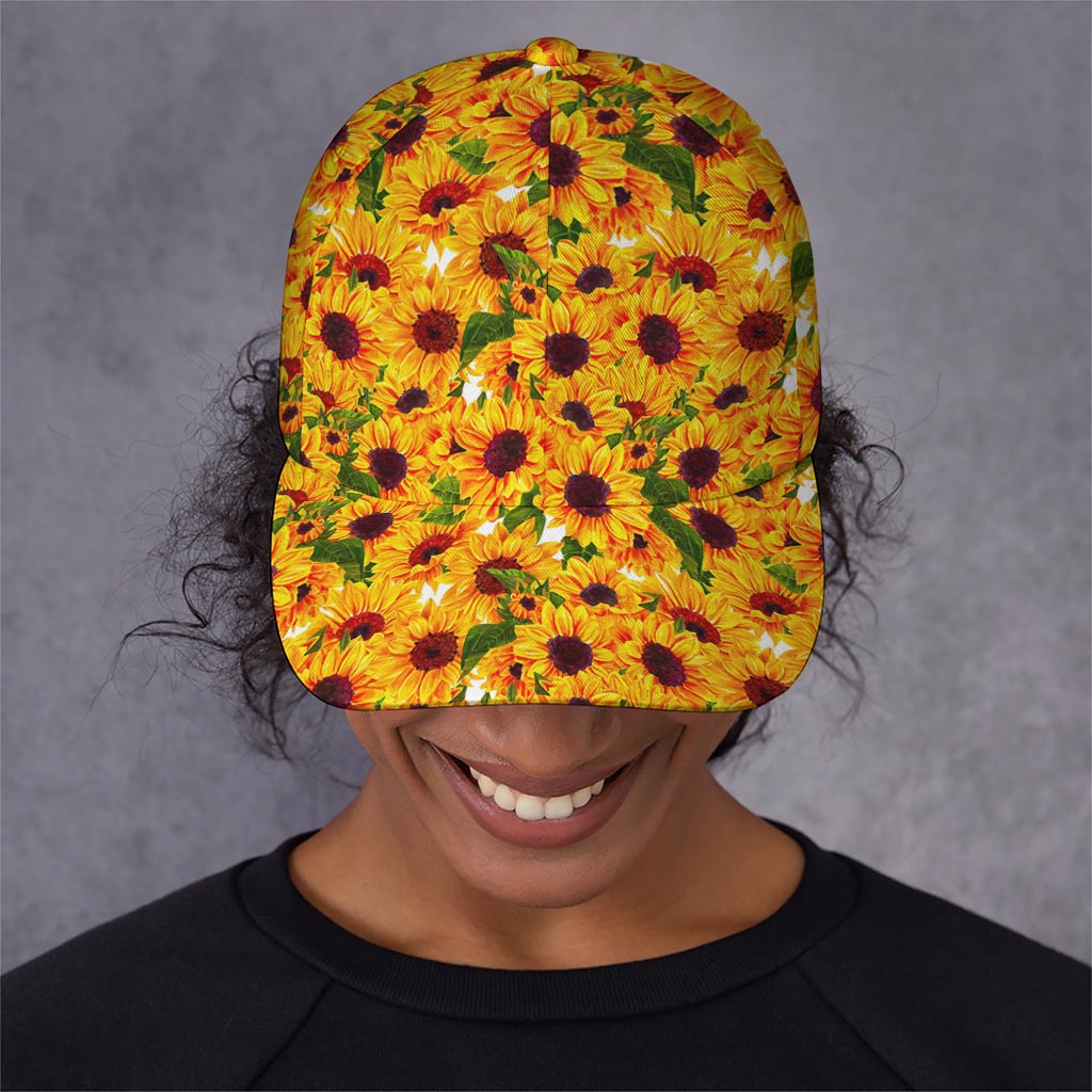 Watercolor Sunflower Pattern Print Baseball Cap