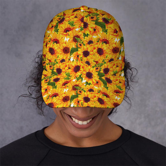 Watercolor Sunflower Pattern Print Baseball Cap