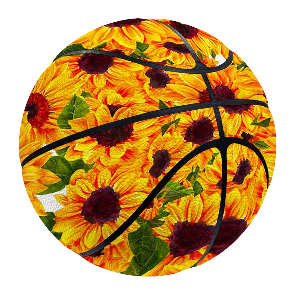 Watercolor Sunflower Pattern Print Basketball